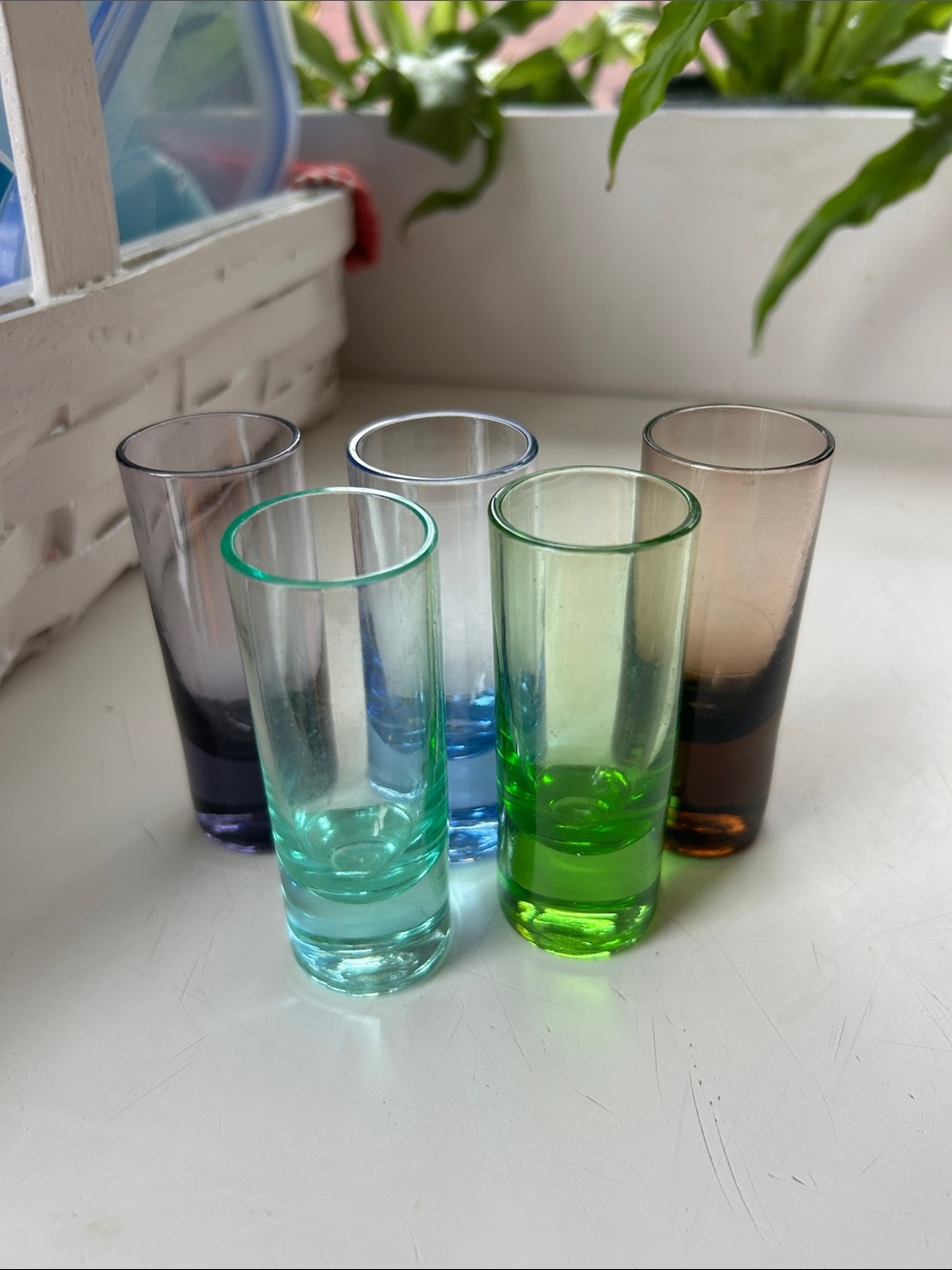 Shot Glasses Set - Green, Blue, Aqua, Amber, Violet